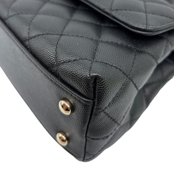 CHANEL Coco Handle Flap Mini Quilted Caviar Leather Crossbody Bag Black