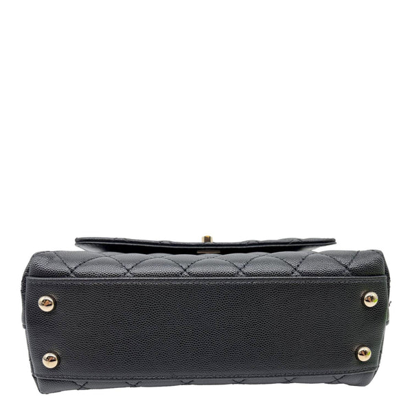 CHANEL Coco Handle Flap Mini Quilted Caviar Leather Crossbody Bag Black