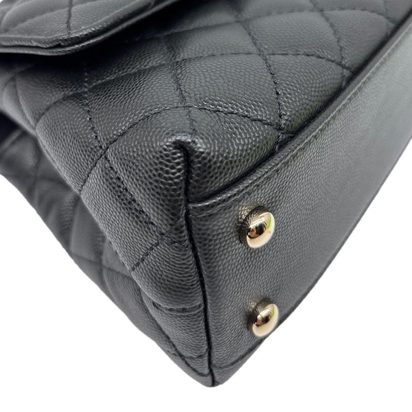 CHANEL Coco Handle Flap Mini Quilted Caviar Leather Crossbody Bag Black