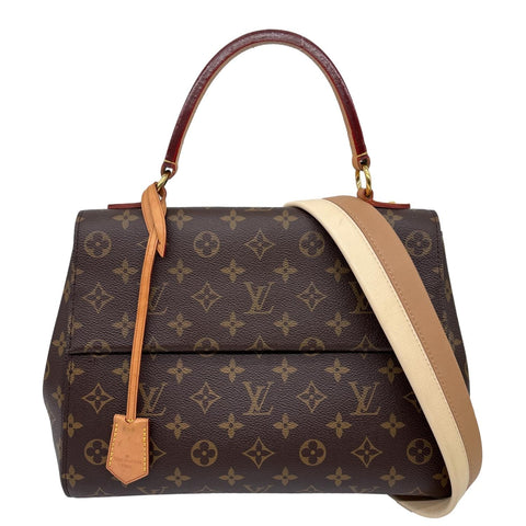 LOUIS VUITTON Cluny MM Monogram Canvas Satchel Bag Brown