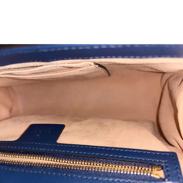GUCCI Padlock Medium GG Leather Chain Shoulder Bag Navy Blue 409486