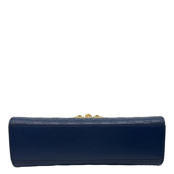 GUCCI Padlock Medium GG Leather Chain Shoulder Bag Navy Blue 409486