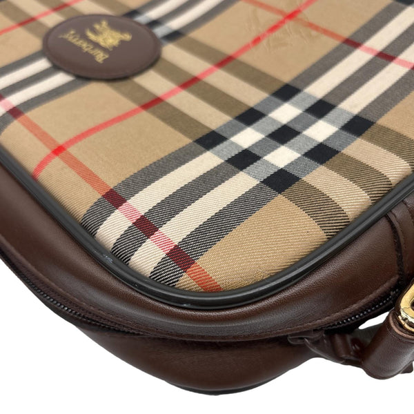 BURBERRY Check Canvas Crossbody Bag Beige