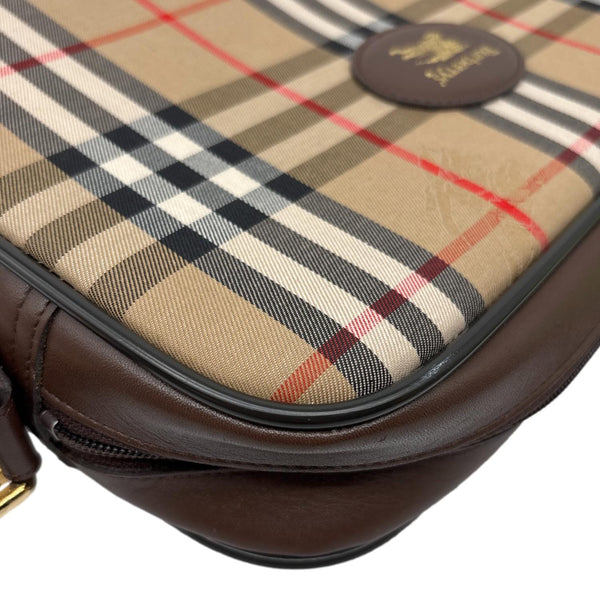 BURBERRY Check Canvas Crossbody Bag Beige