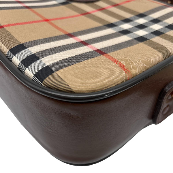 BURBERRY Check Canvas Crossbody Bag Beige
