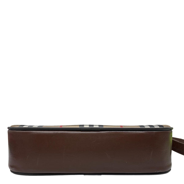 BURBERRY Check Canvas Crossbody Bag Beige