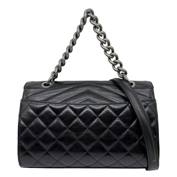CHANEL Mad About Quilting Flap Medium Quilted Calfskin Leather Shoulder Bag Black