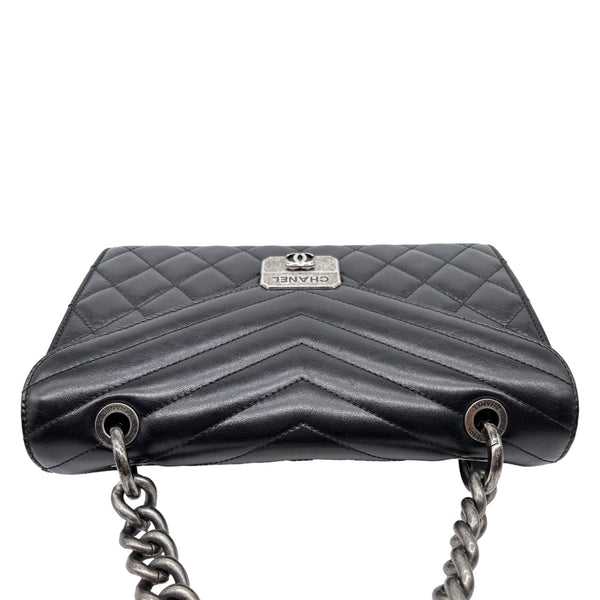 CHANEL Mad About Quilting Flap Medium Quilted Calfskin Leather Shoulder Bag Black