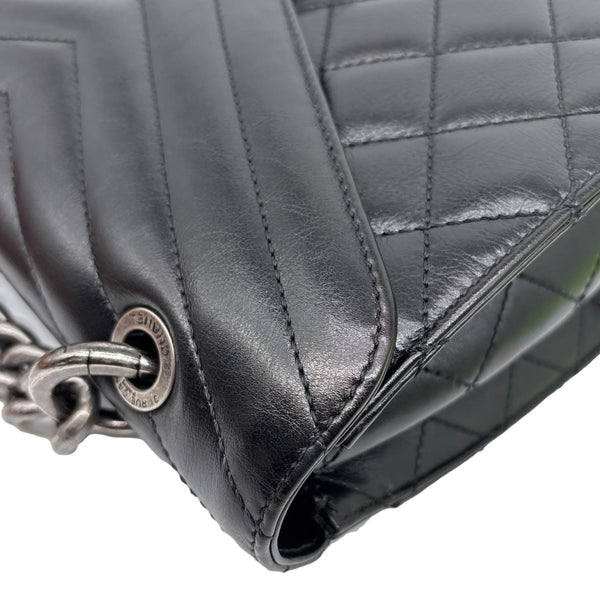 CHANEL Mad About Quilting Flap Medium Quilted Calfskin Leather Shoulder Bag Black