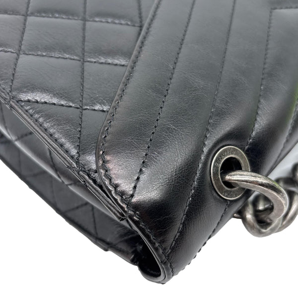 CHANEL Mad About Quilting Flap Medium Quilted Calfskin Leather Shoulder Bag Black
