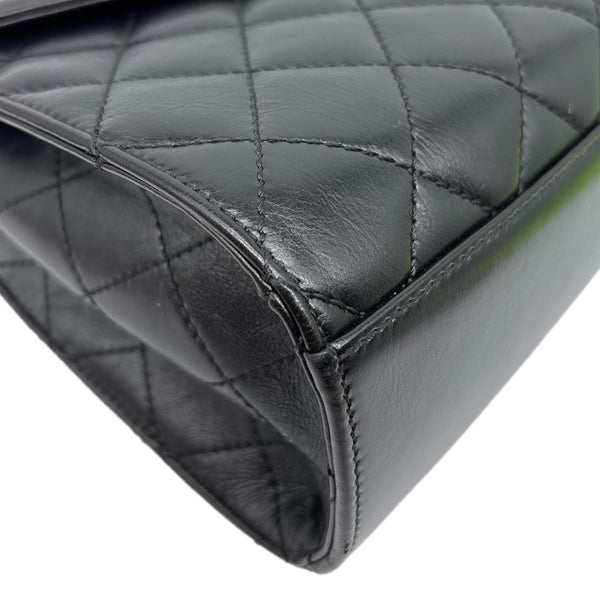 CHANEL Mad About Quilting Flap Medium Quilted Calfskin Leather Shoulder Bag Black