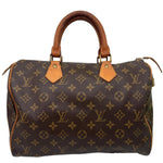 LOUIS VUITTON Speedy 30 Monogram Canvas Satchel Bag Brown