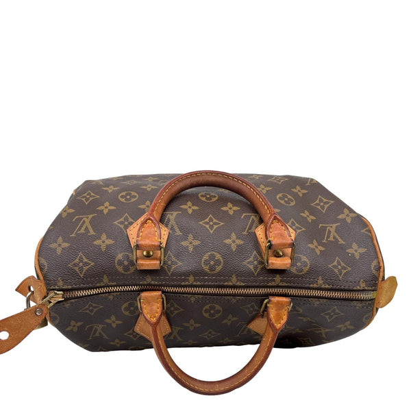 LOUIS VUITTON Speedy 30 Monogram Canvas Satchel Bag Brown