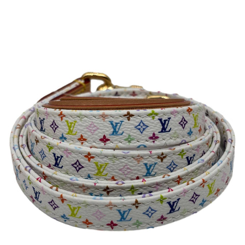 LOUIS VUITTON x TM MM Monogram Multicolor Canvas Dog Leash White
