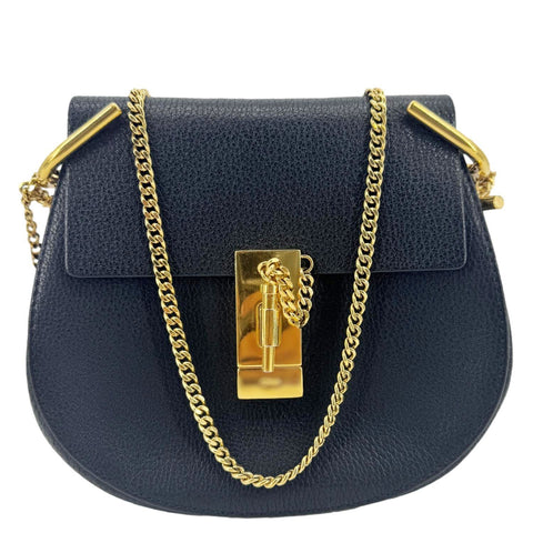 CHLOE Drew Mini Grained Leather Crossbody Bag Black