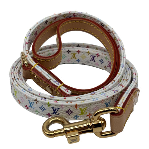 LOUIS VUITTON x TM MM Monogram Multicolor Canvas Dog Leash White
