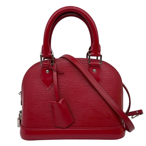 LOUIS VUITTON Alma BB Epi Leather Satchel Bag Red
