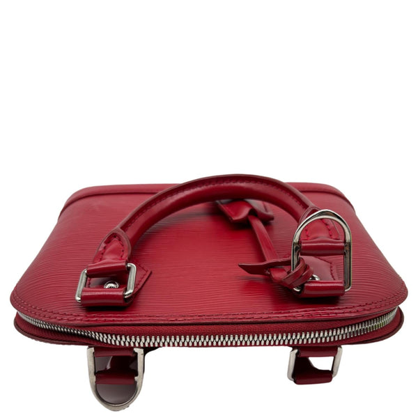 LOUIS VUITTON Alma BB Epi Leather Satchel Bag Red