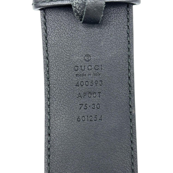 GUCCI Double G Marmont Buckle Smooth Leather Belt Size 75.30 Black 400593