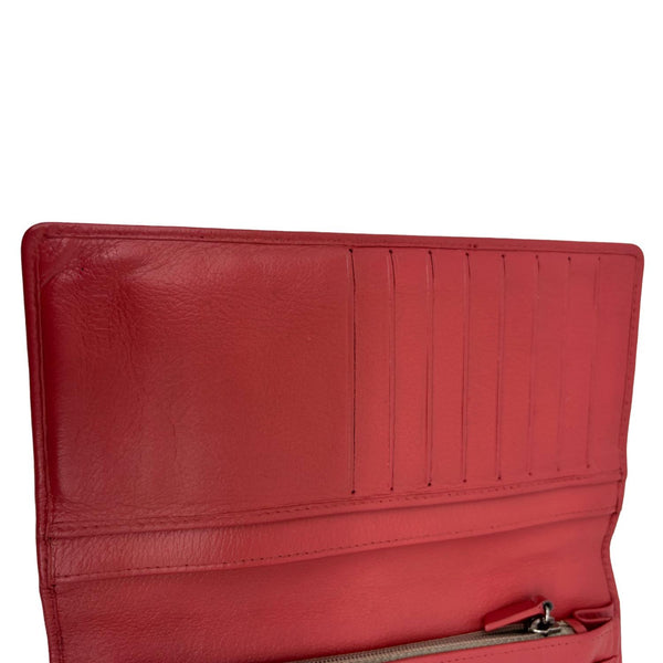 CHANEL Camellia Leather Long Bifold Wallet Pink