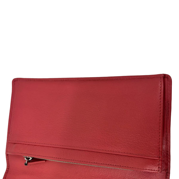 CHANEL Camellia Leather Long Bifold Wallet Pink