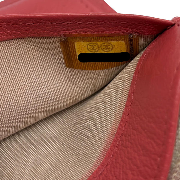 CHANEL Camellia Leather Long Bifold Wallet Pink