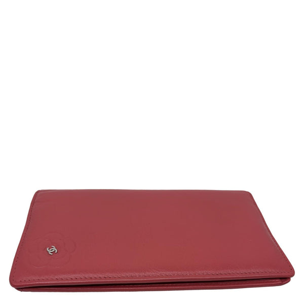 CHANEL Camellia Leather Long Bifold Wallet Pink