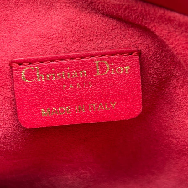 CHRISTIAN DIOR Lady Dior Milly Mini Cannage Lambskin Leather Chain Shoulder Bag Red