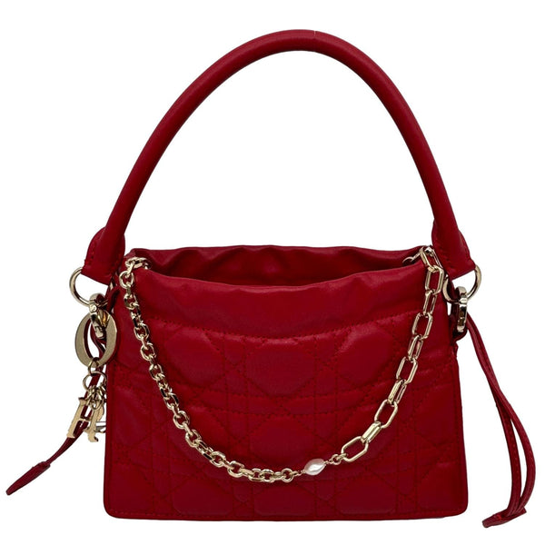 CHRISTIAN DIOR Lady Dior Milly Mini Cannage Lambskin Leather Chain Shoulder Bag Red