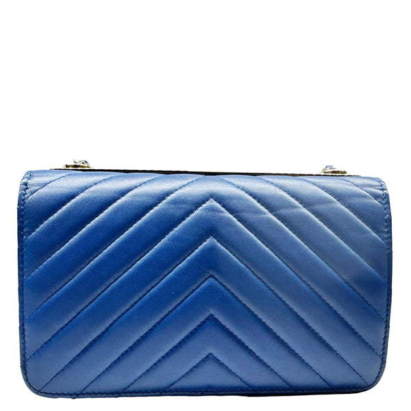 CHANEL Trendy CC Quilted Leather Wallet On Chain Crossbody Bag Blue