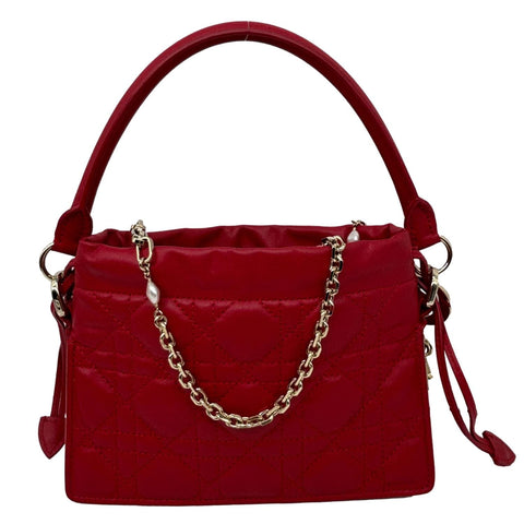CHRISTIAN DIOR Lady Dior Milly Mini Cannage Lambskin Leather Chain Shoulder Bag Red