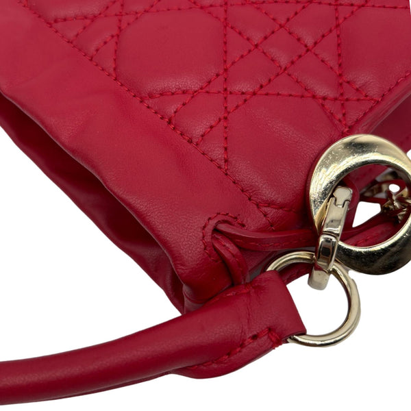 CHRISTIAN DIOR Lady Dior Milly Mini Cannage Lambskin Leather Chain Shoulder Bag Red