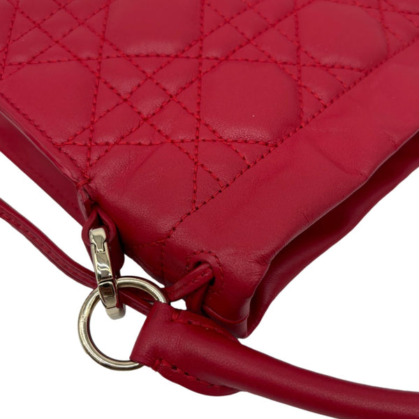 CHRISTIAN DIOR Lady Dior Milly Mini Cannage Lambskin Leather Chain Shoulder Bag Red