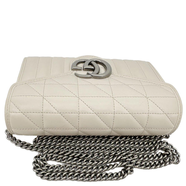 GUCCI Aria Marmont GG Calfskin Matelasse Leather Chain Wallet Mystic White 474575