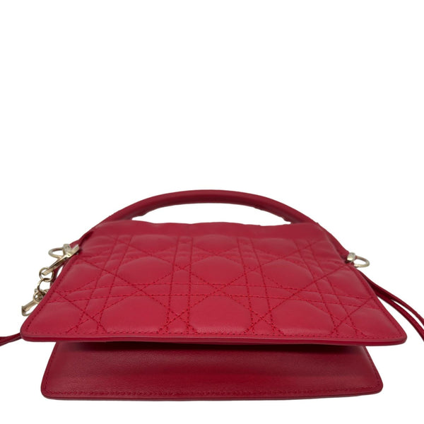 CHRISTIAN DIOR Lady Dior Milly Mini Cannage Lambskin Leather Chain Shoulder Bag Red