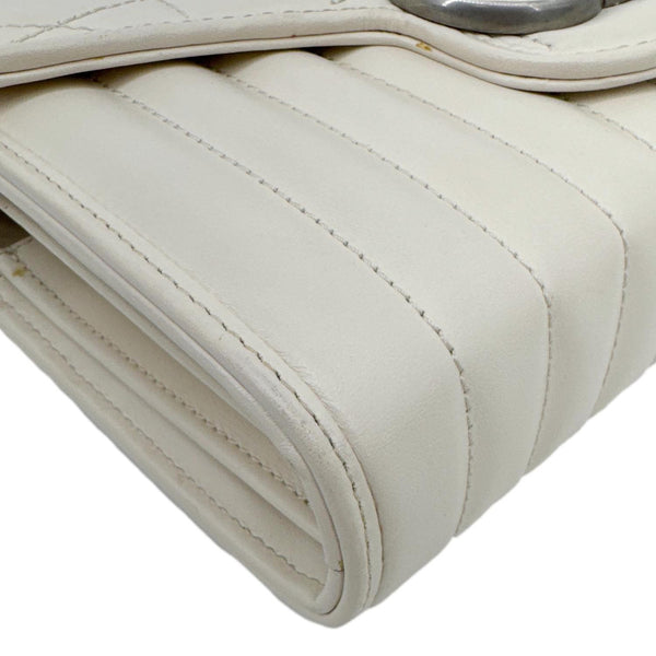 GUCCI Aria Marmont GG Calfskin Matelasse Leather Chain Wallet Mystic White 474575