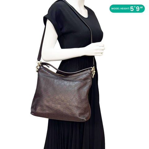 GUCCI Miss GG Leather Shoulder Hobo Bag Brown 326514