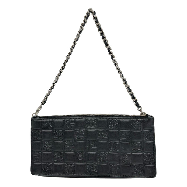 CHANEL Precious Symbols Pochette Calfskin Leather Wallet On Chain Black
