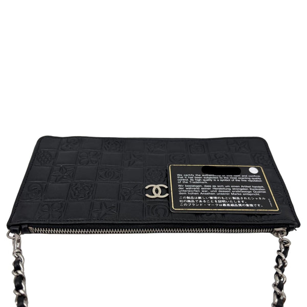 CHANEL Precious Symbols Pochette Calfskin Leather Wallet On Chain Black