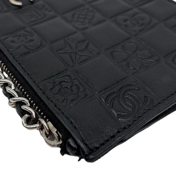 CHANEL Precious Symbols Pochette Calfskin Leather Wallet On Chain Black