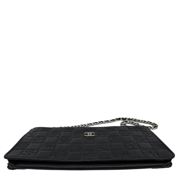 CHANEL Precious Symbols Pochette Calfskin Leather Wallet On Chain Black