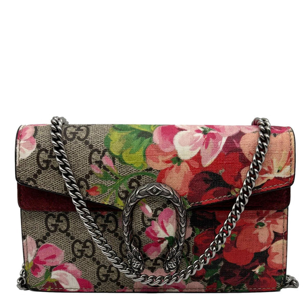 GUCCI Dionysus Super Mini Blooms GG Supreme Canvas Crossbody Bag Beige 476432