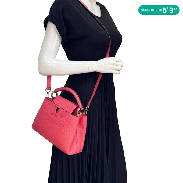 LOUIS VUITTON Capucines BB Taurillon Leather Satchel Bag Fuchsia