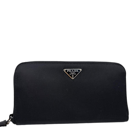 PRADA Tessuto Nylon Zip Around Long Wallet Black