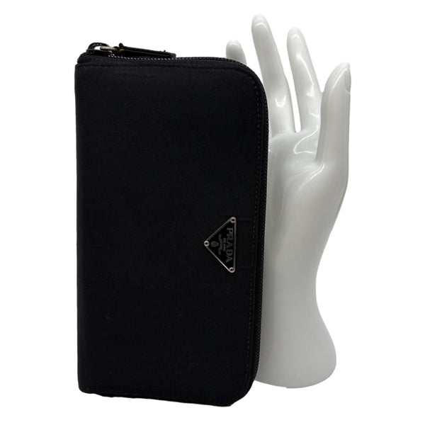 PRADA Tessuto Nylon Zip Around Long Wallet Black