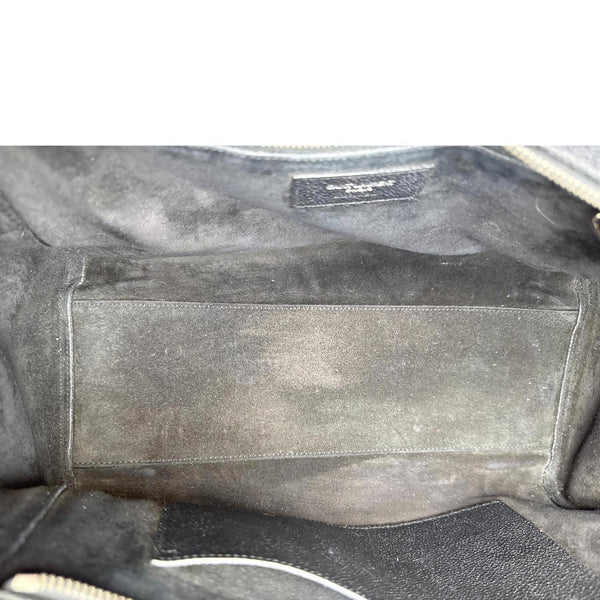 YVES SAINT LAURENT Cabas Rive Gauche Small Pebbled Leather Satchel Bag Black