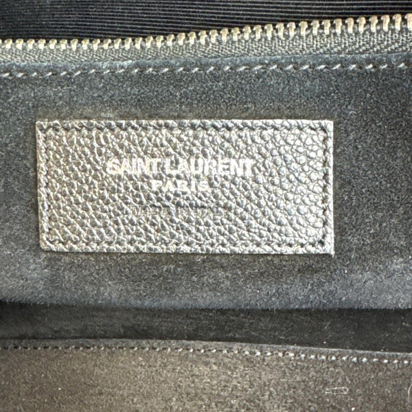 YVES SAINT LAURENT Cabas Rive Gauche Small Pebbled Leather Satchel Bag Black