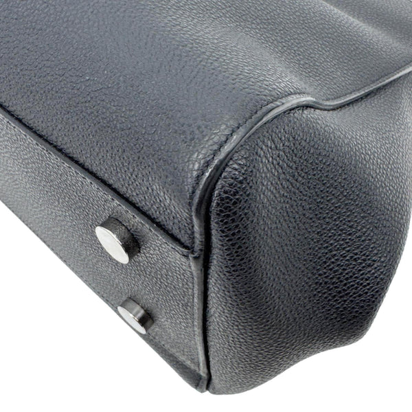 YVES SAINT LAURENT Cabas Rive Gauche Small Pebbled Leather Satchel Bag Black