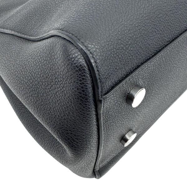 YVES SAINT LAURENT Cabas Rive Gauche Small Pebbled Leather Satchel Bag Black