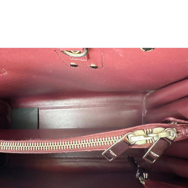 YVES SAINT LAURENT Sac de Jour Crocodile Embossed Leather Satchel Bag Burgundy